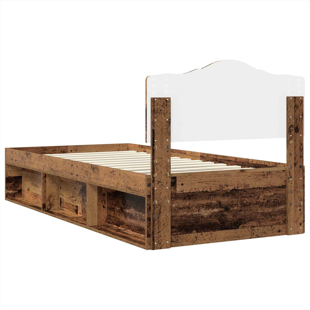vidaXL Ramka łóżka Stare drewno 90 x 190 cm Lite drewno sosnowe