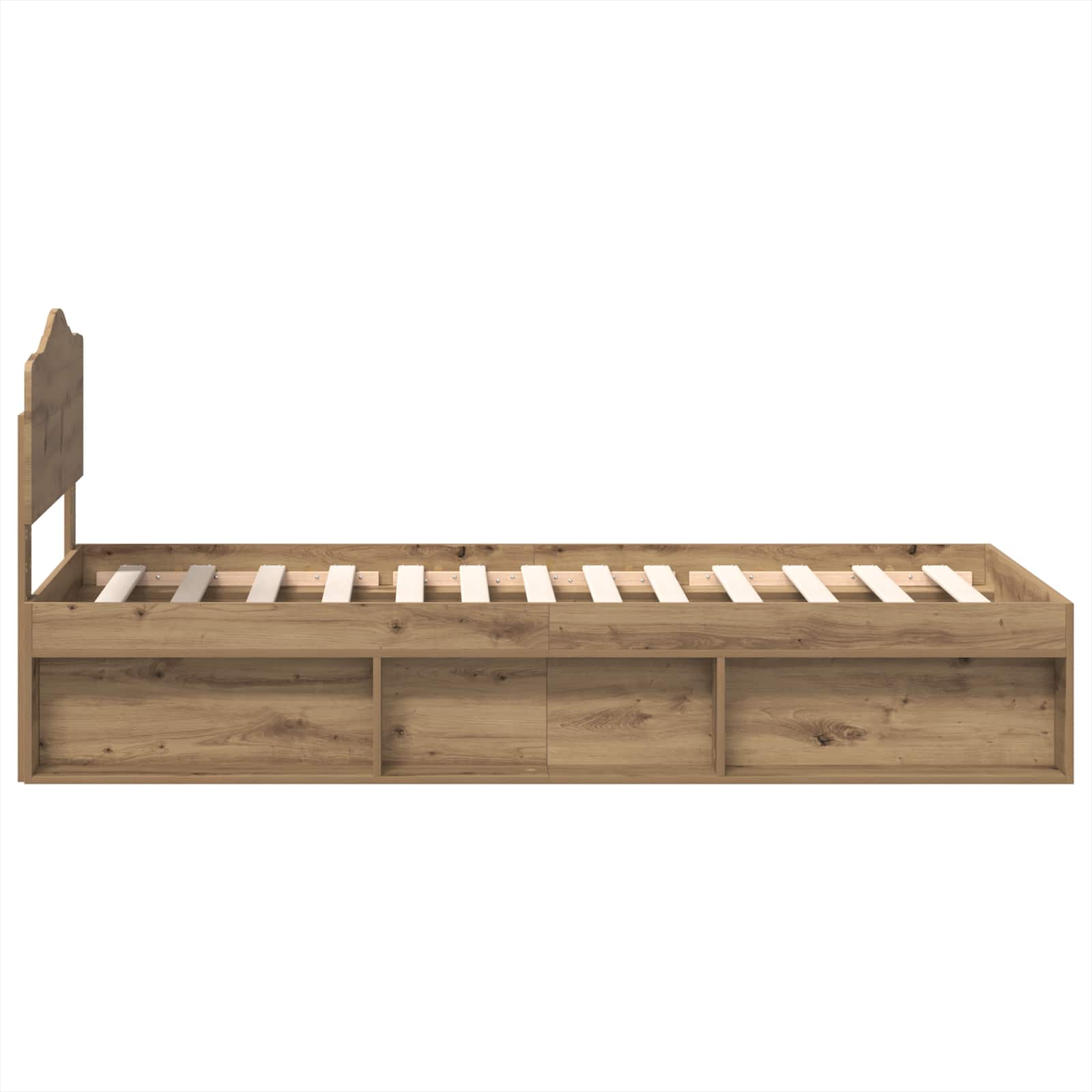 vidaXL Ramka łóżka Dąb rzemieślniczy 90 x 190 cm Lite drewno sosnowe