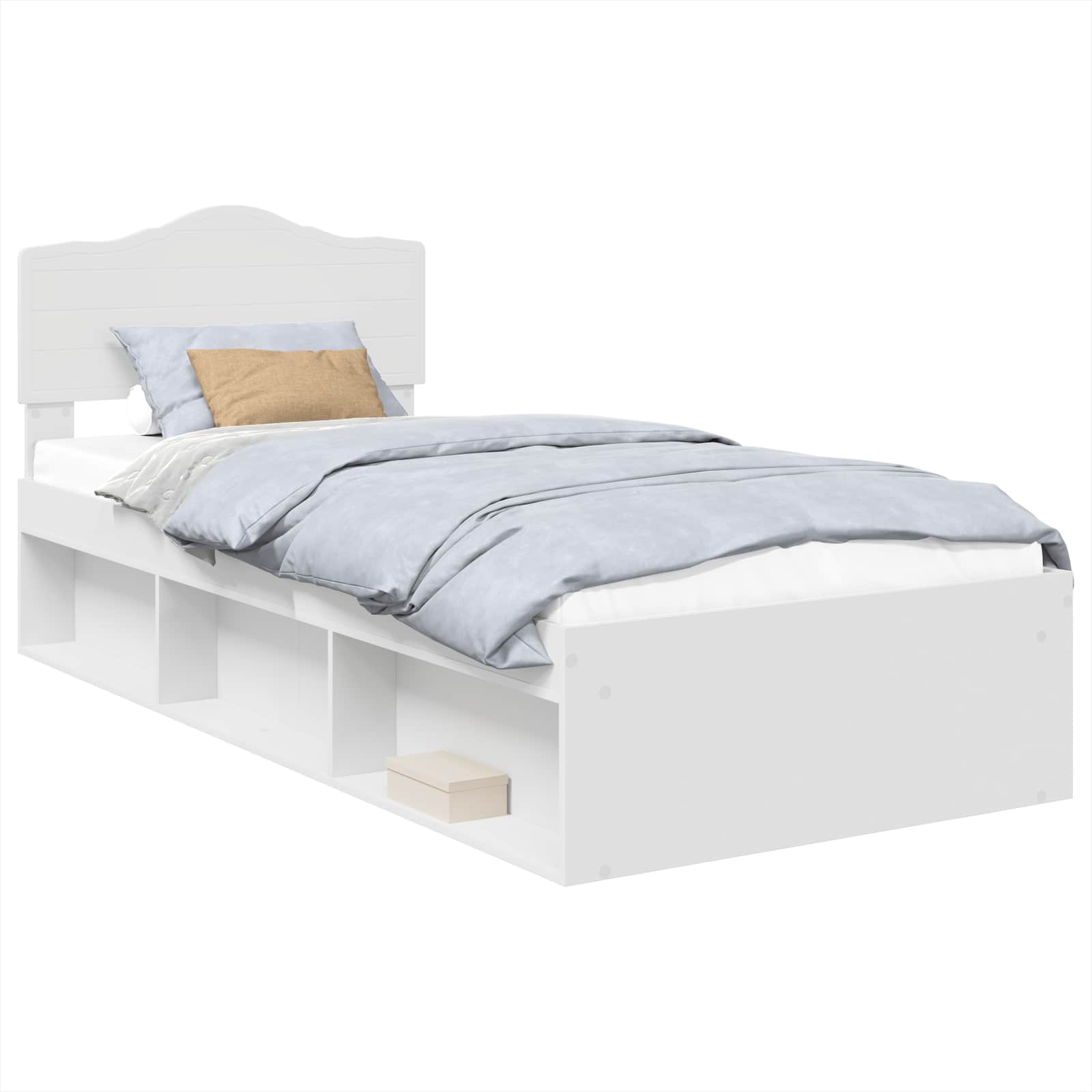 vidaXL Ramka łóżka Z zagłówkiem Biały 75 x 190 cm Lite drewno sosnowe