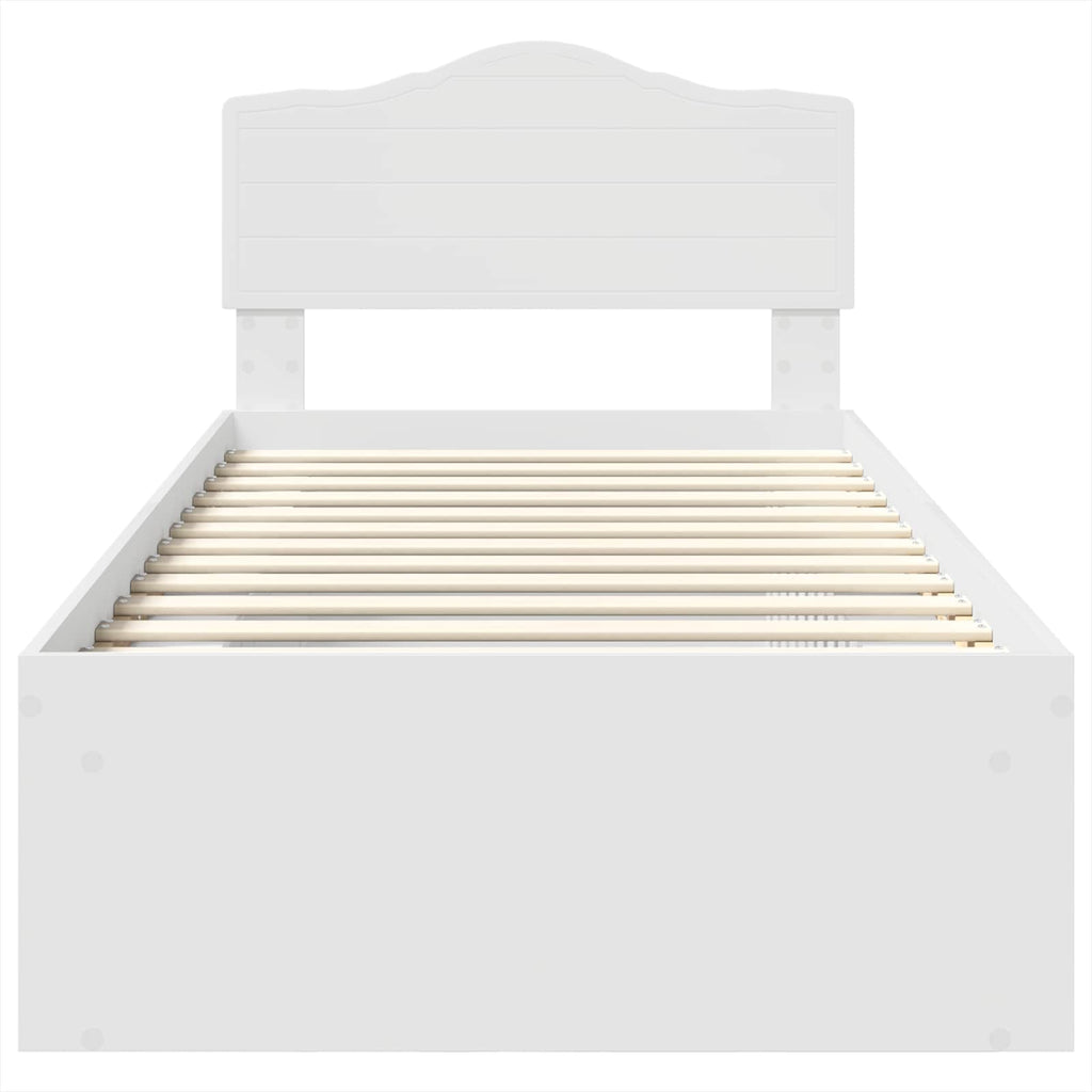 vidaXL Ramka łóżka Z zagłówkiem Biały 75 x 190 cm Lite drewno sosnowe