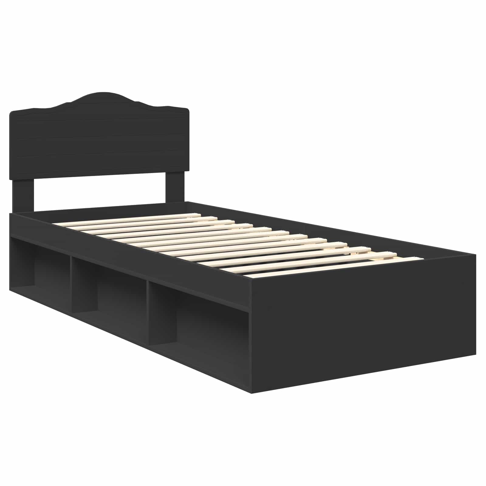 vidaXL Ramka łóżka Z zagłówkiem Czarny 75 x 190 cm Lite drewno sosnowe