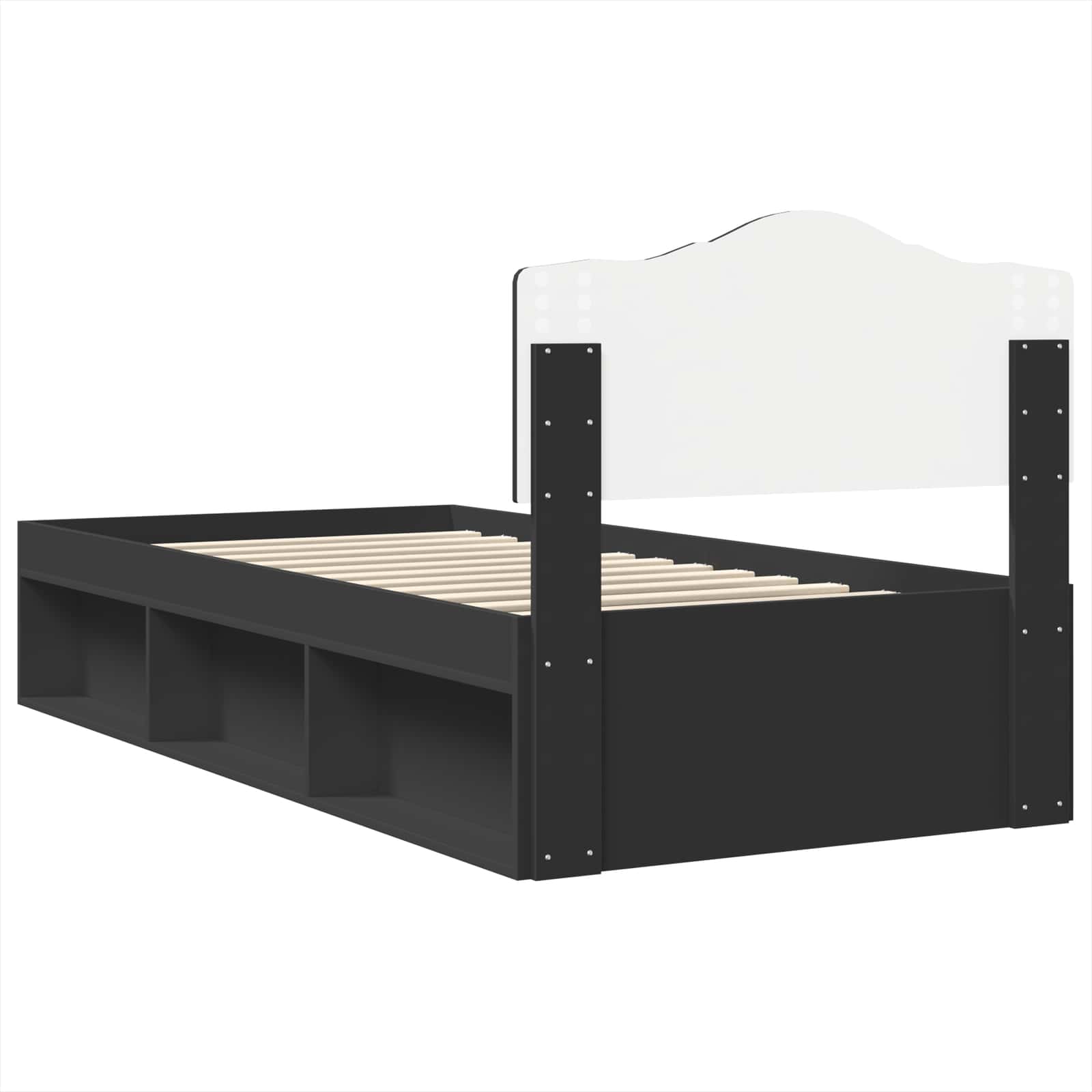 vidaXL Ramka łóżka Z zagłówkiem Czarny 75 x 190 cm Lite drewno sosnowe