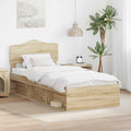 vidaXL Ramka łóżka Dąb Sonoma 75 x 190 cm Lite drewno sosnowe