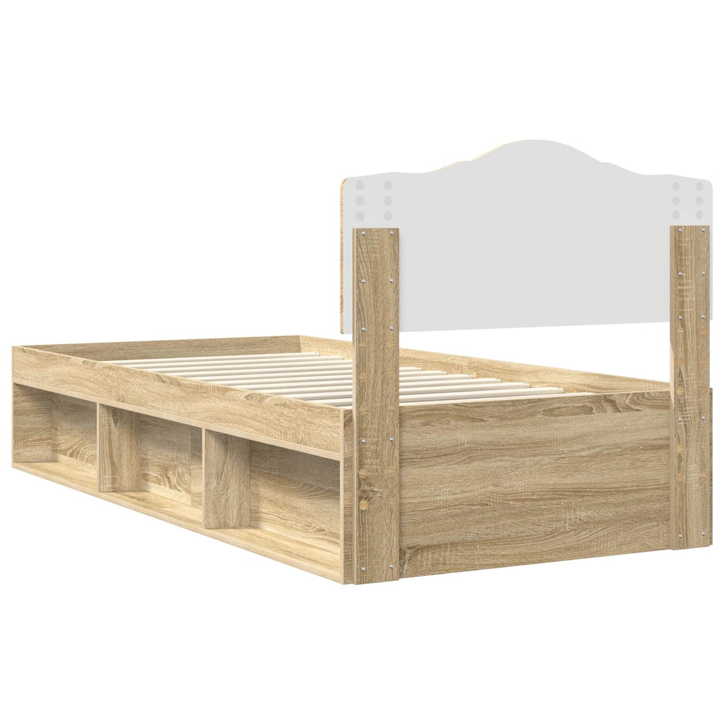 vidaXL Ramka łóżka Dąb Sonoma 75 x 190 cm Lite drewno sosnowe