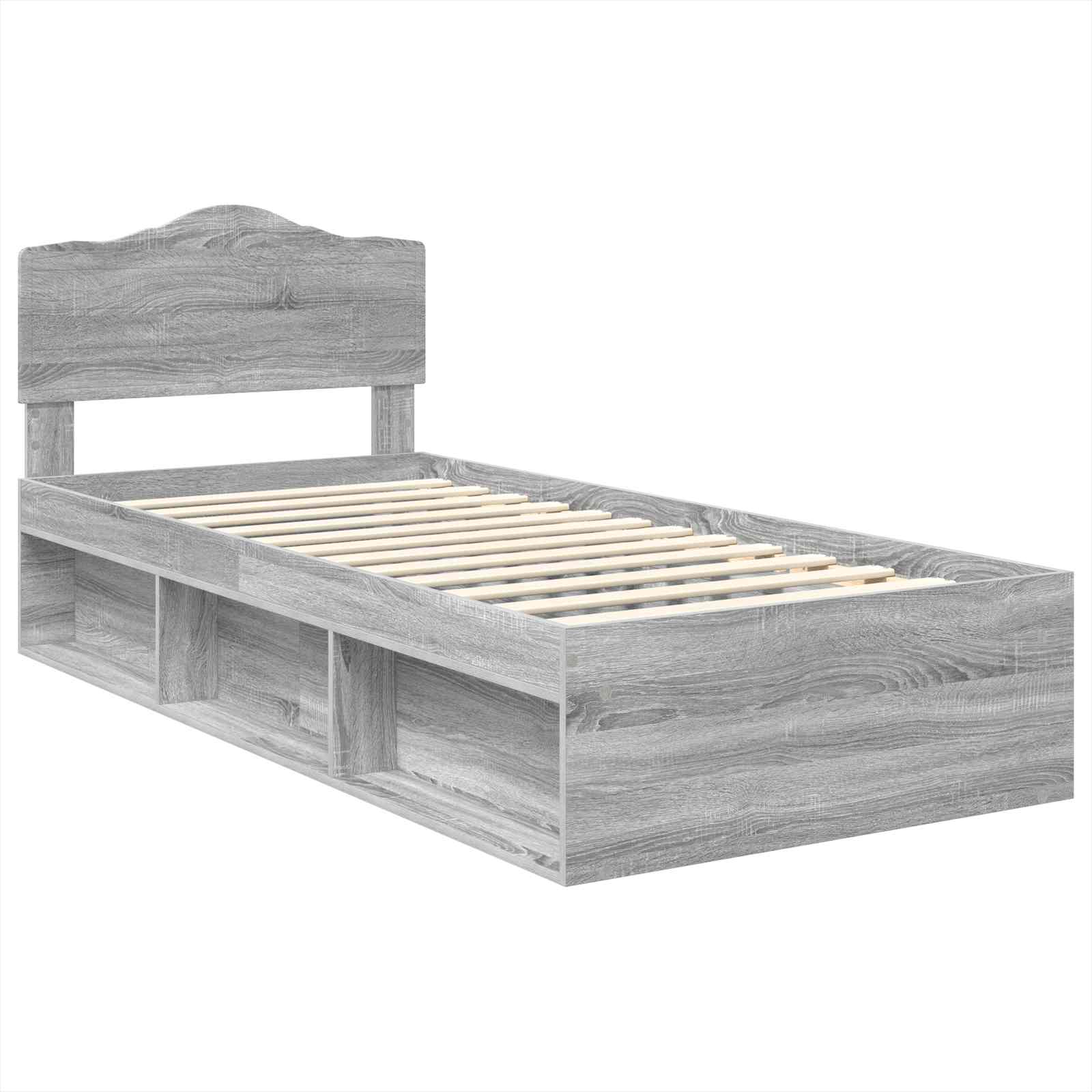 vidaXL Ramka łóżka Szary Sonoma 75 x 190 cm Lite drewno sosnowe