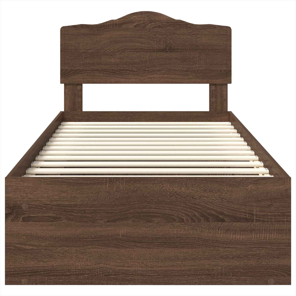 vidaXL Ramka łóżka Brązowy dąb 75 x 190 cm Lite drewno sosnowe