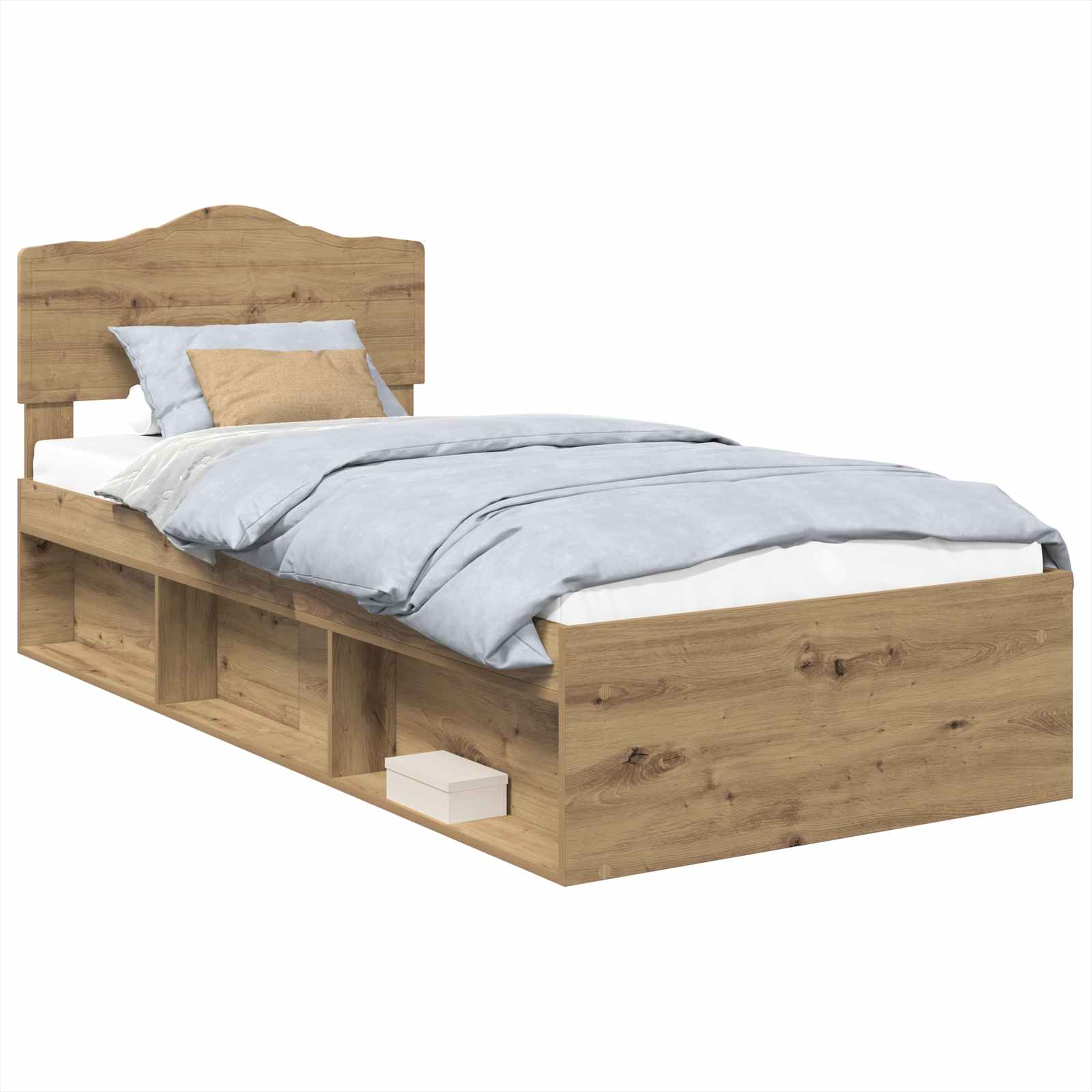 vidaXL Ramka łóżka Dąb rzemieślniczy 75 x 190 cm Lite drewno sosnowe