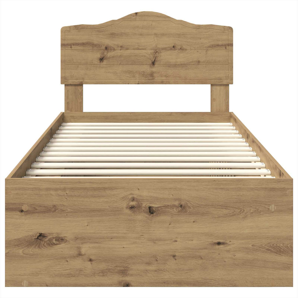 vidaXL Ramka łóżka Dąb rzemieślniczy 75 x 190 cm Lite drewno sosnowe