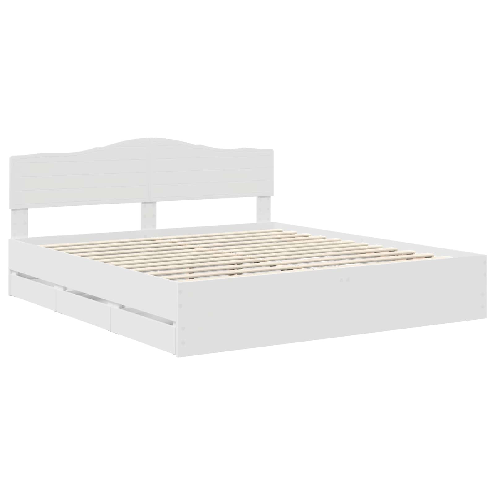 vidaXL Ramka łóżka z szufladą Biały 200 x 200 cm Drewno inżynieryjne