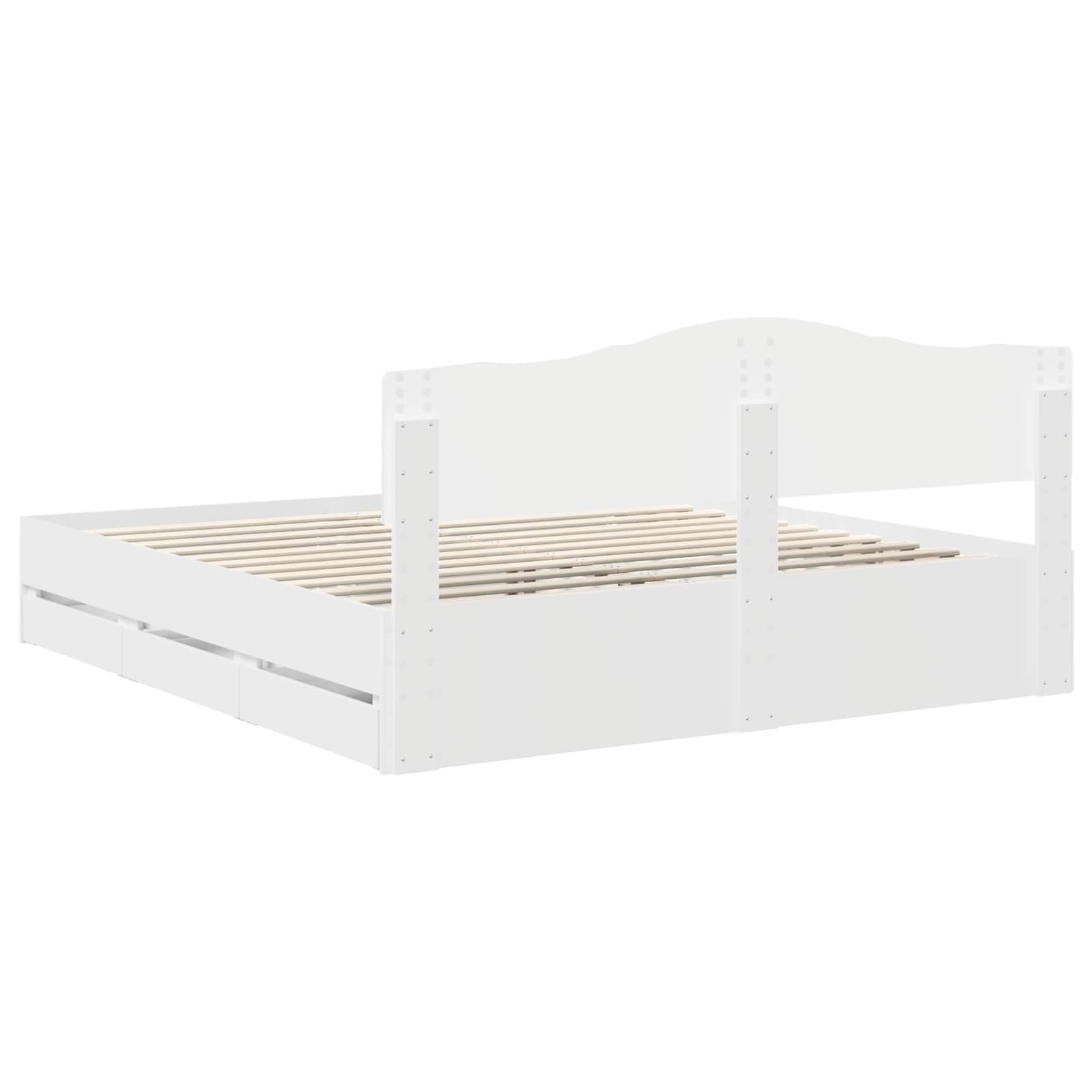 vidaXL Ramka łóżka z szufladą Biały 200 x 200 cm Drewno inżynieryjne