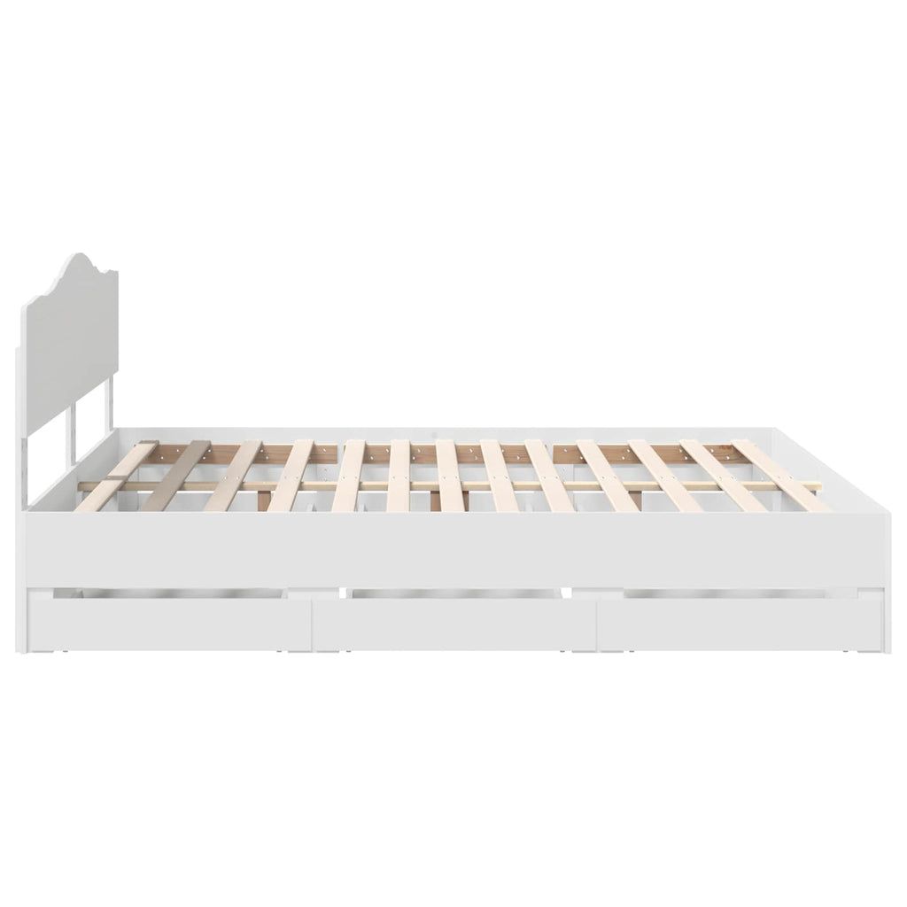 vidaXL Ramka łóżka z szufladą Biały 200 x 200 cm Drewno inżynieryjne