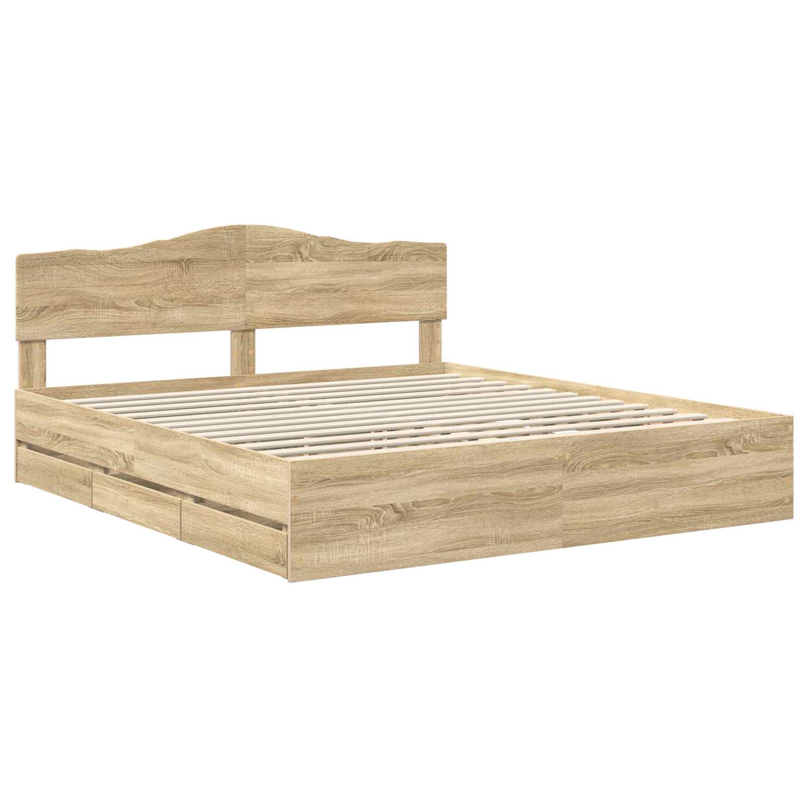 vidaXL Ramka łóżka Dąb Sonoma 200 x 200 cm Drewno inżynieryjne