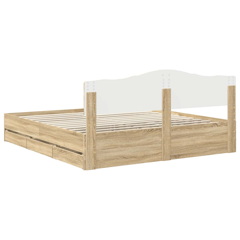 vidaXL Ramka łóżka Dąb Sonoma 200 x 200 cm Drewno inżynieryjne