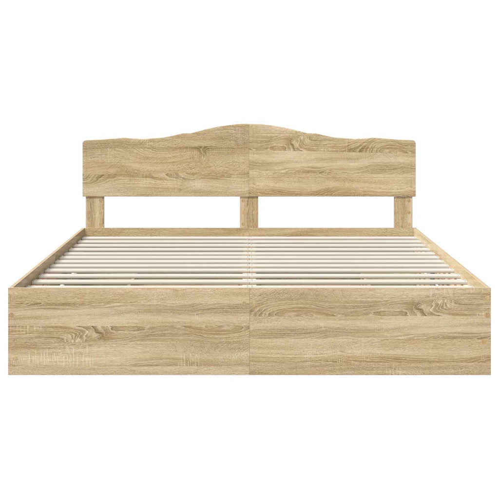 vidaXL Ramka łóżka Dąb Sonoma 200 x 200 cm Drewno inżynieryjne