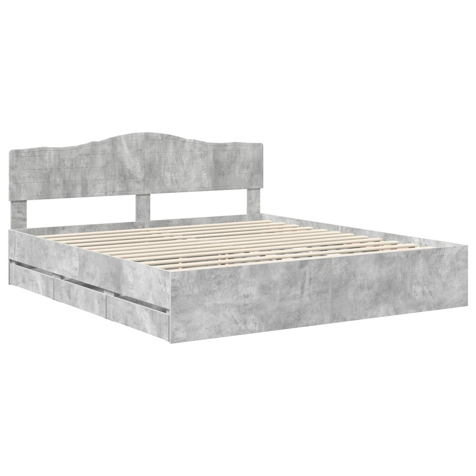 vidaXL Ramka łóżka Betonowy szary 200 x 200 cm Drewno inżynieryjne