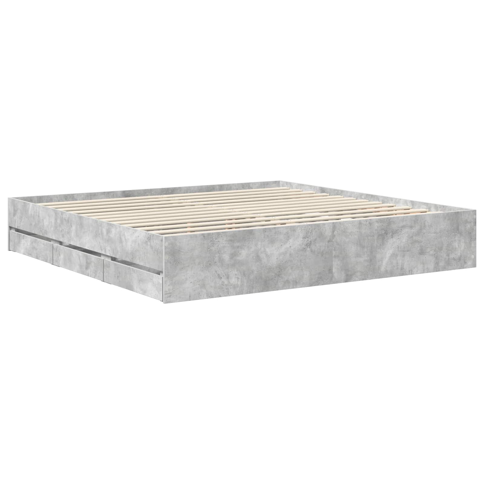 vidaXL Ramka łóżka Betonowy szary 200 x 200 cm Drewno inżynieryjne