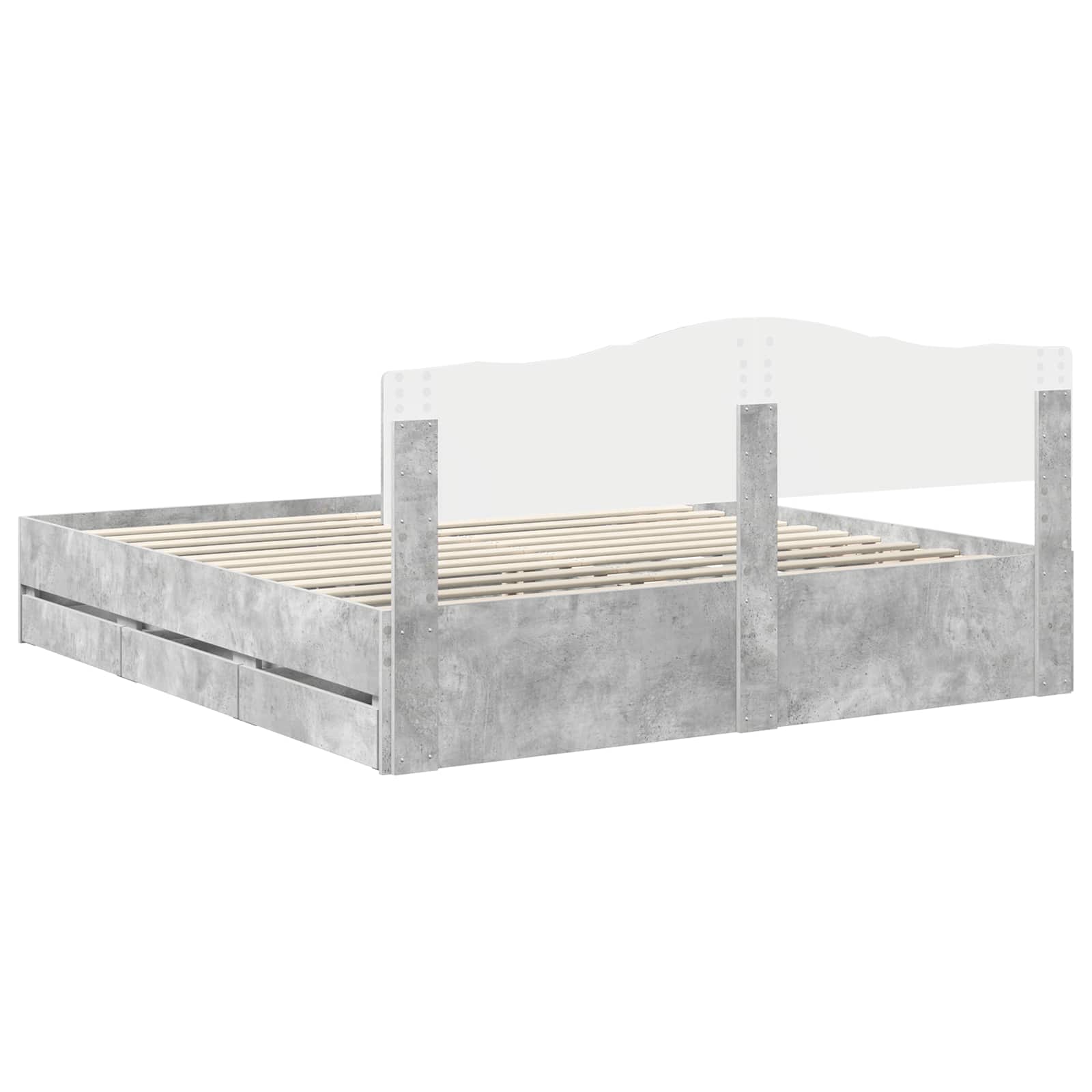 vidaXL Ramka łóżka Betonowy szary 200 x 200 cm Drewno inżynieryjne