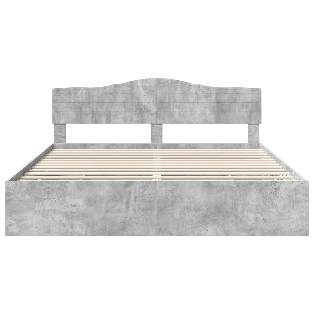 vidaXL Ramka łóżka Betonowy szary 200 x 200 cm Drewno inżynieryjne