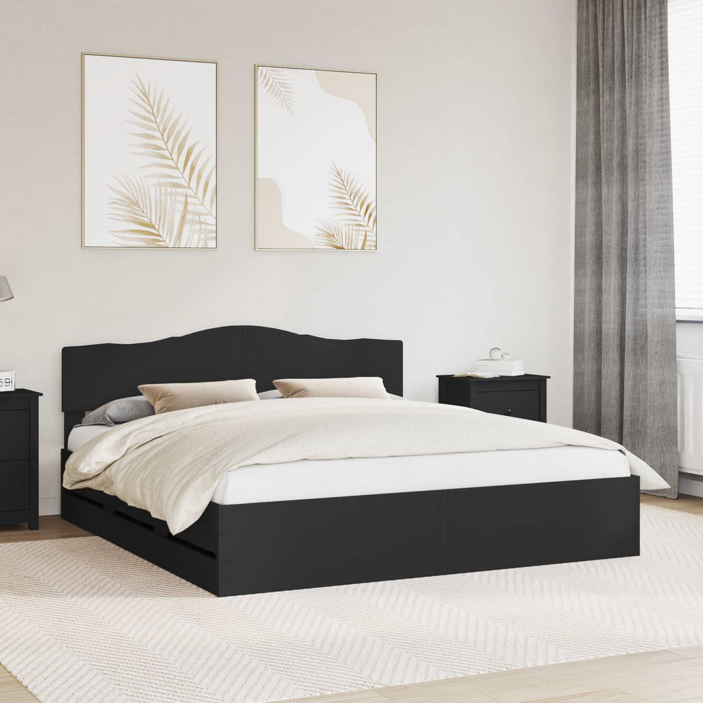 vidaXL Ramka łóżka z szufladą Czarny 180 x 200 cm Drewno inżynieryjne