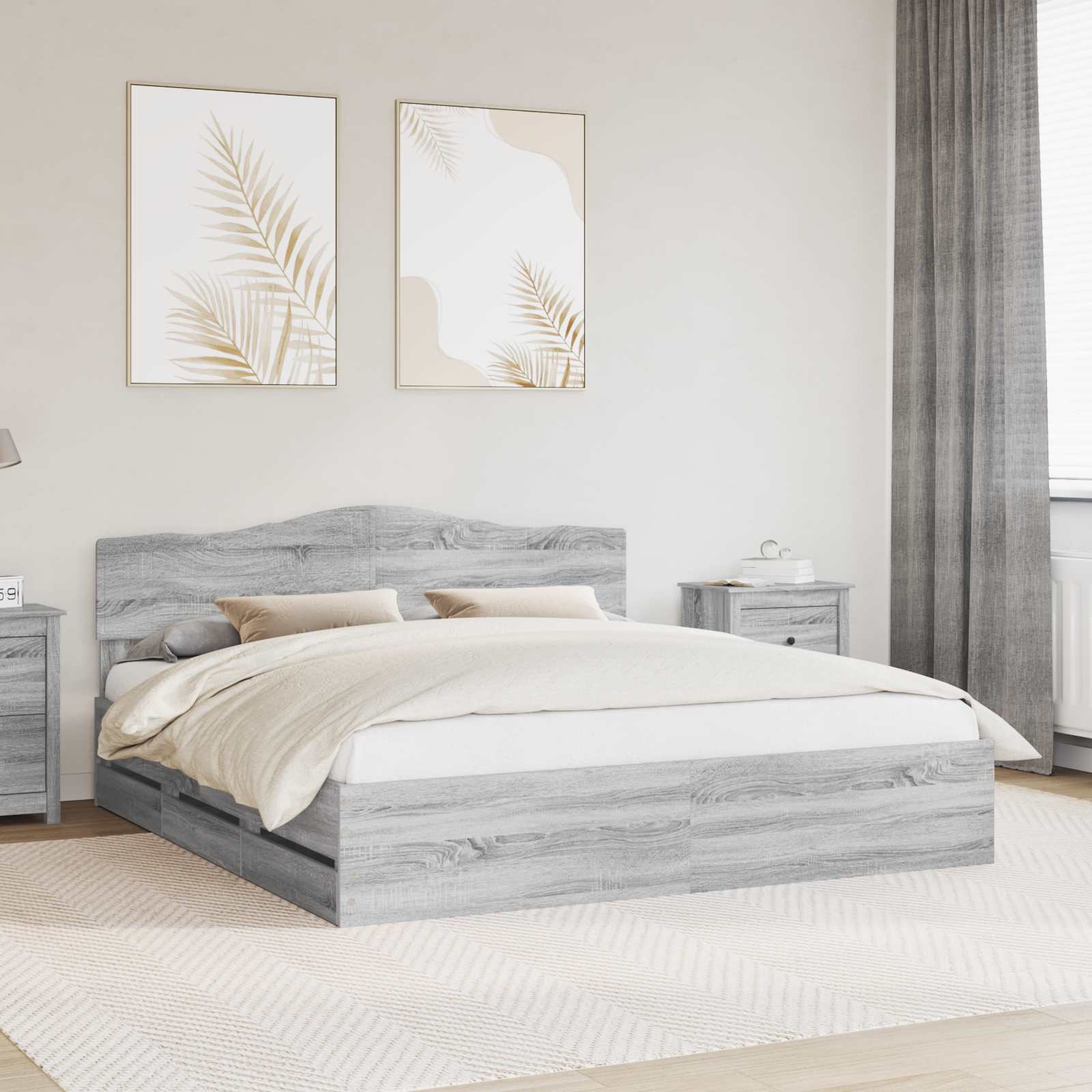 vidaXL Ramka łóżka Szary Sonoma 180 x 200 cm Drewno inżynieryjne