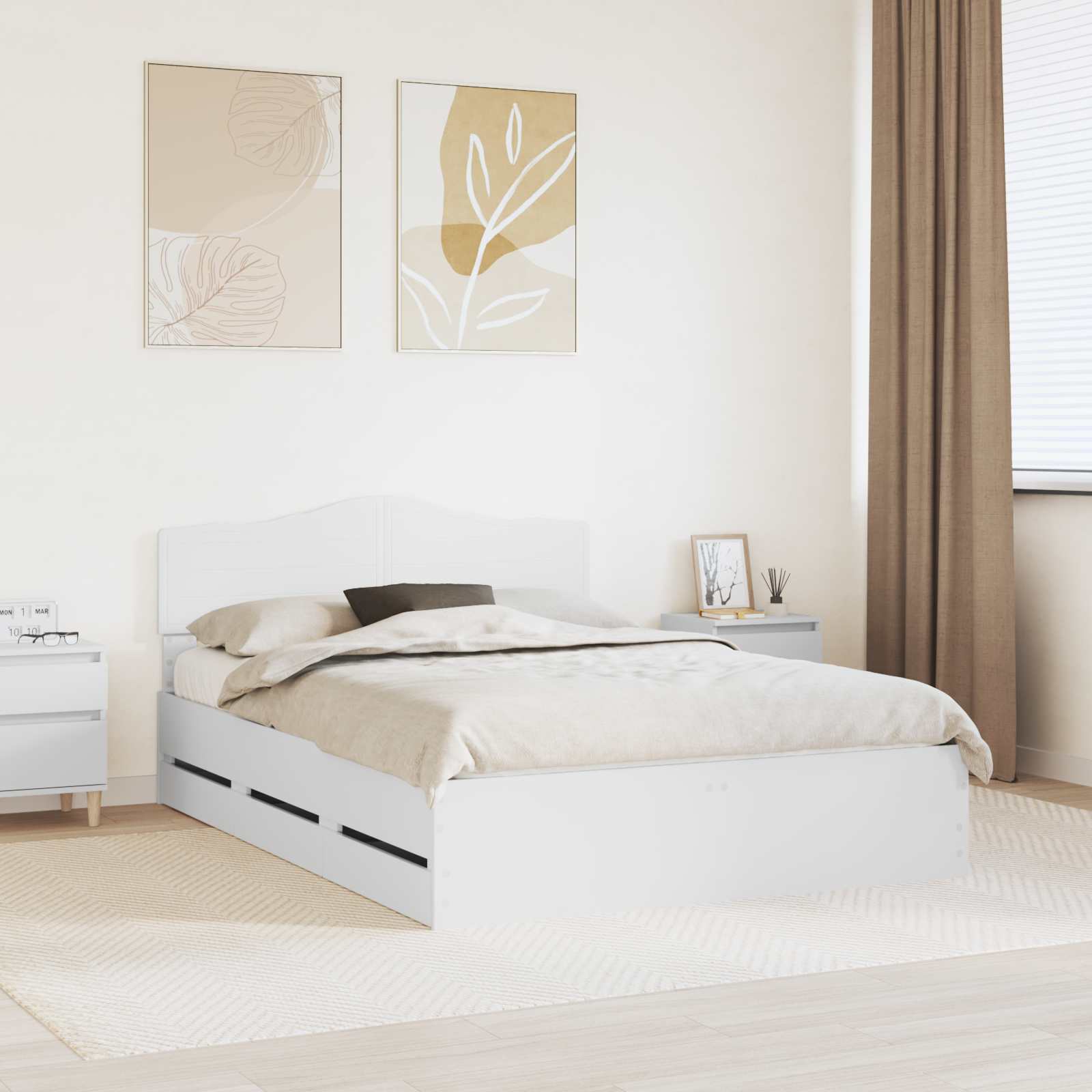 vidaXL Ramka łóżka z szufladą Biały 160 x 200 cm Drewno inżynieryjne