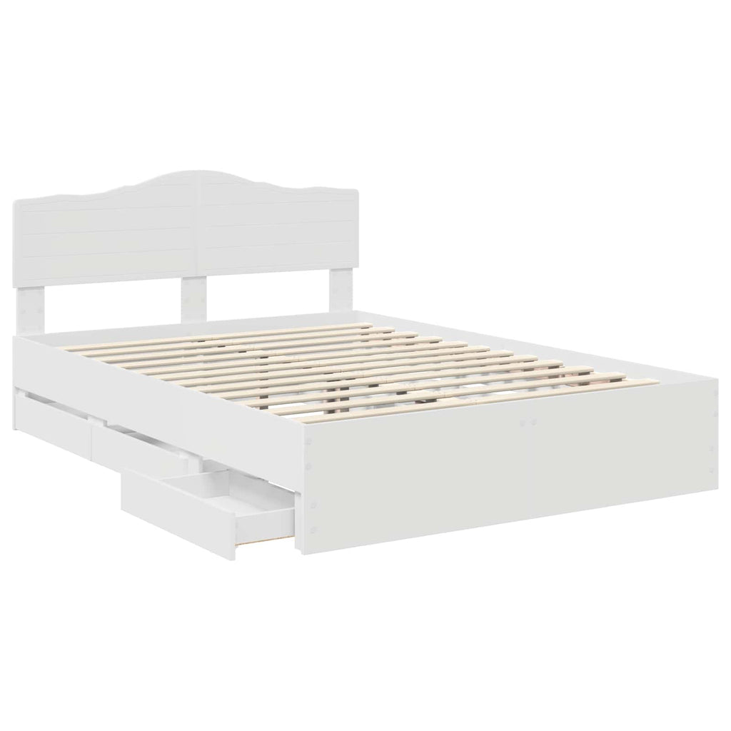 vidaXL Ramka łóżka z szufladą Biały 160 x 200 cm Drewno inżynieryjne