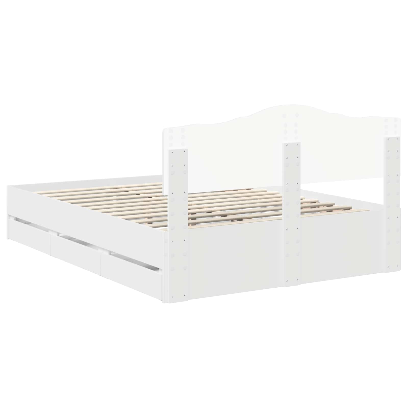 vidaXL Ramka łóżka z szufladą Biały 160 x 200 cm Drewno inżynieryjne