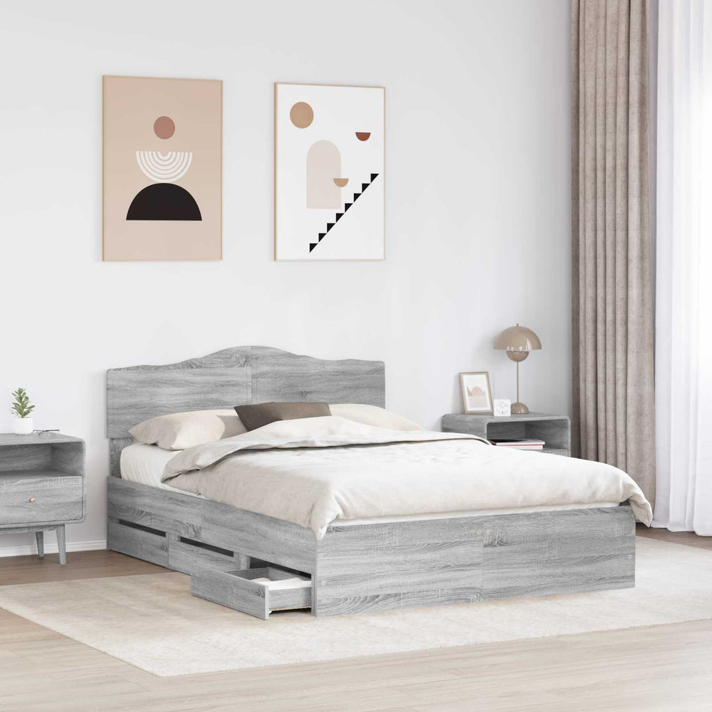 vidaXL Ramka łóżka Szary Sonoma 160 x 200 cm Drewno inżynieryjne