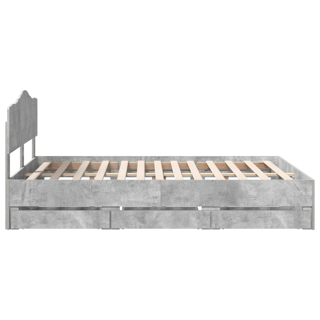 vidaXL Ramka łóżka Betonowy szary 150 x 200 cm Drewno inżynieryjne