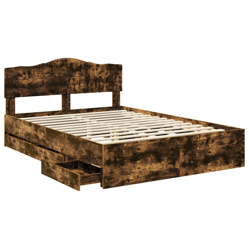 vidaXL Ramka łóżka Dąb wędzony 150 x 200 cm Drewno inżynieryjne