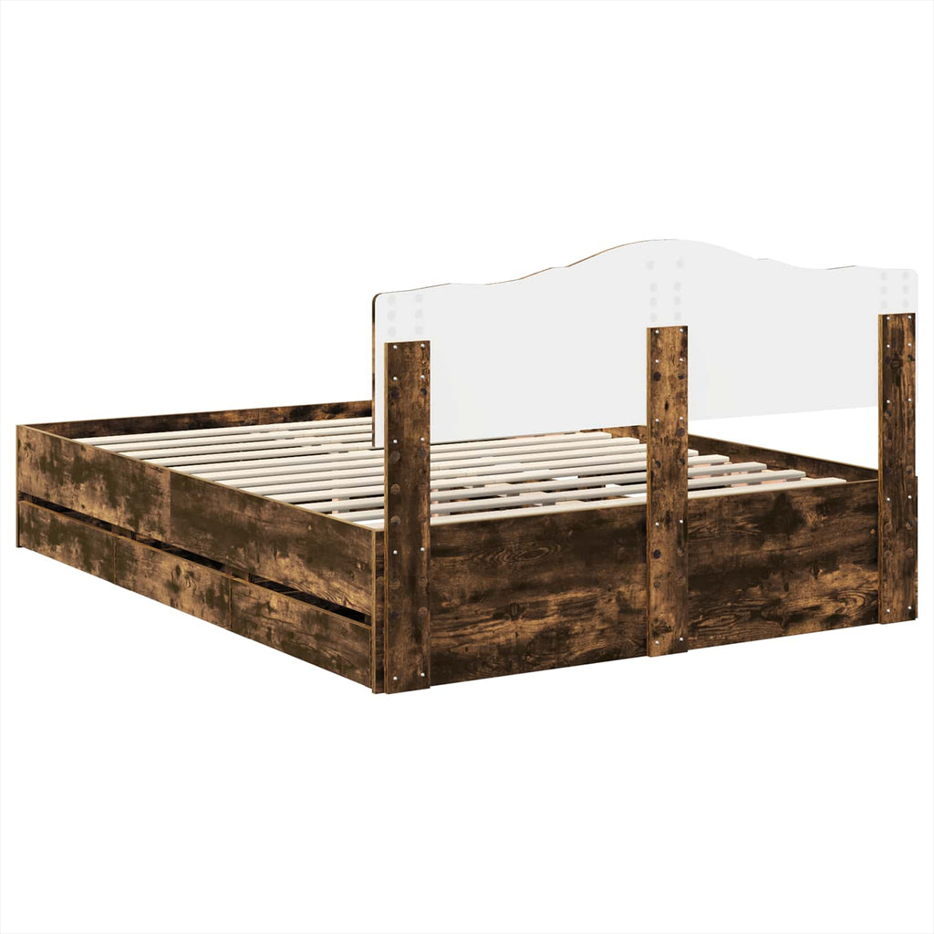 vidaXL Ramka łóżka Dąb wędzony 150 x 200 cm Drewno inżynieryjne