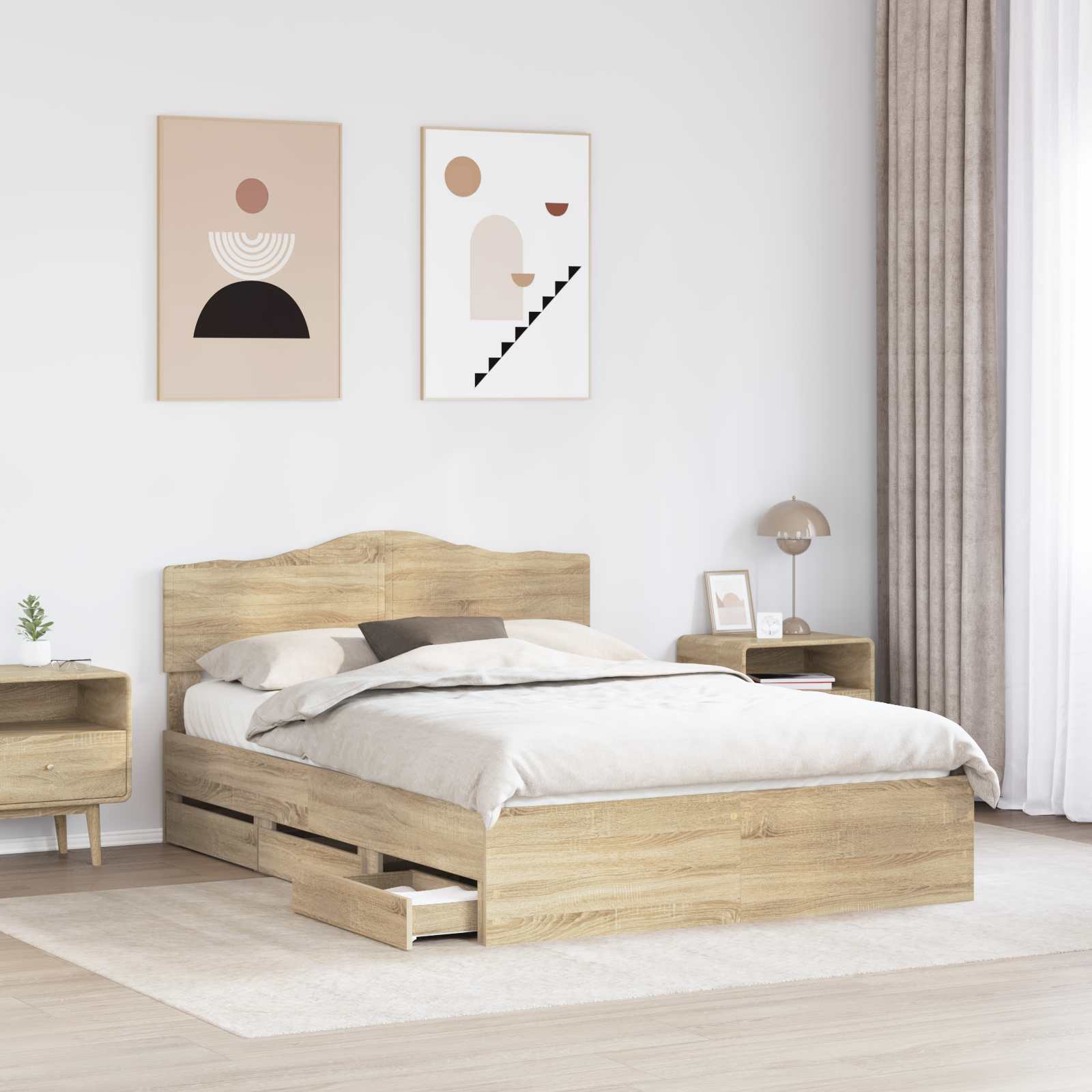 vidaXL Ramka łóżka Dąb Sonoma 140 x 200 cm Drewno inżynieryjne