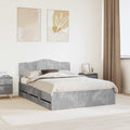 vidaXL Ramka łóżka Betonowy szary 140 x 200 cm Drewno inżynieryjne