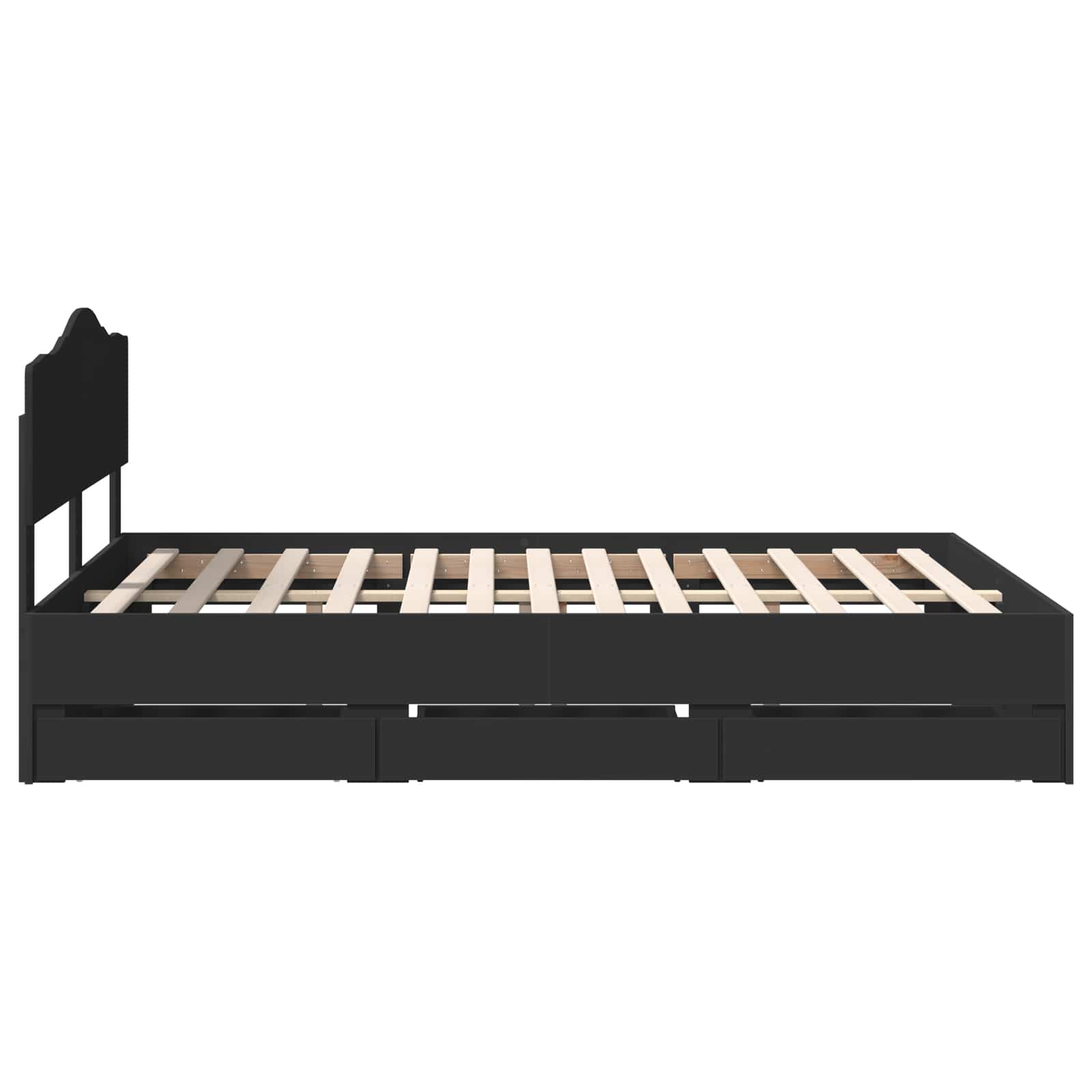 vidaXL Ramka łóżka z szufladą Czarny 140 x 190 cm Drewno inżynieryjne