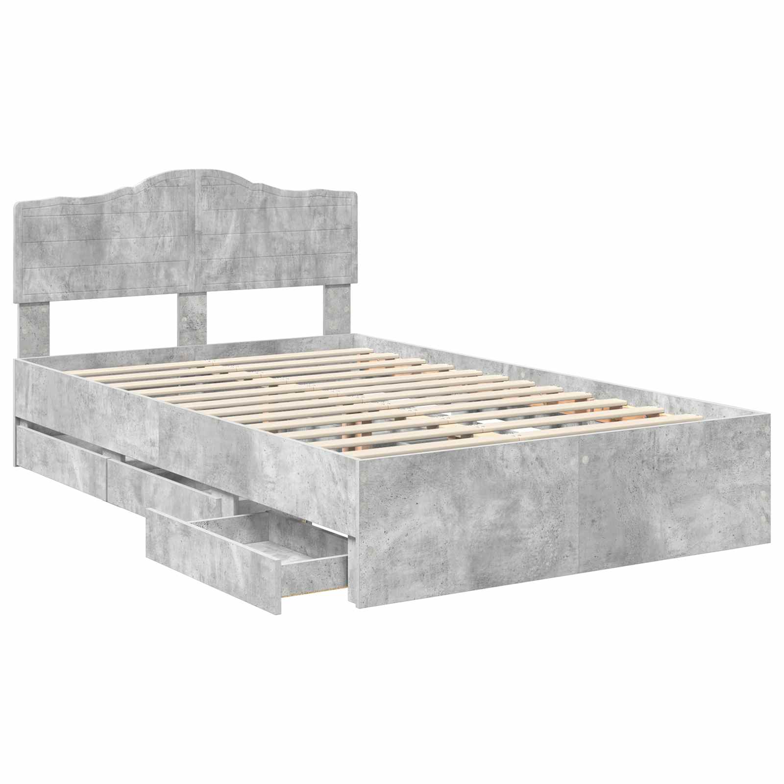vidaXL Ramka łóżka Betonowy szary 135 x 190 cm Drewno inżynieryjne
