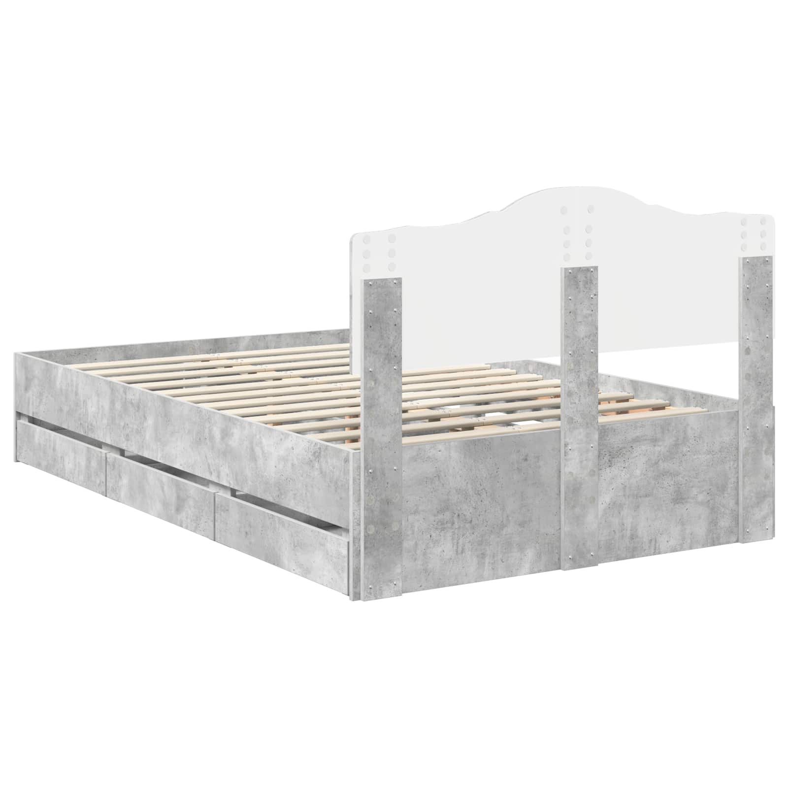vidaXL Ramka łóżka Betonowy szary 135 x 190 cm Drewno inżynieryjne
