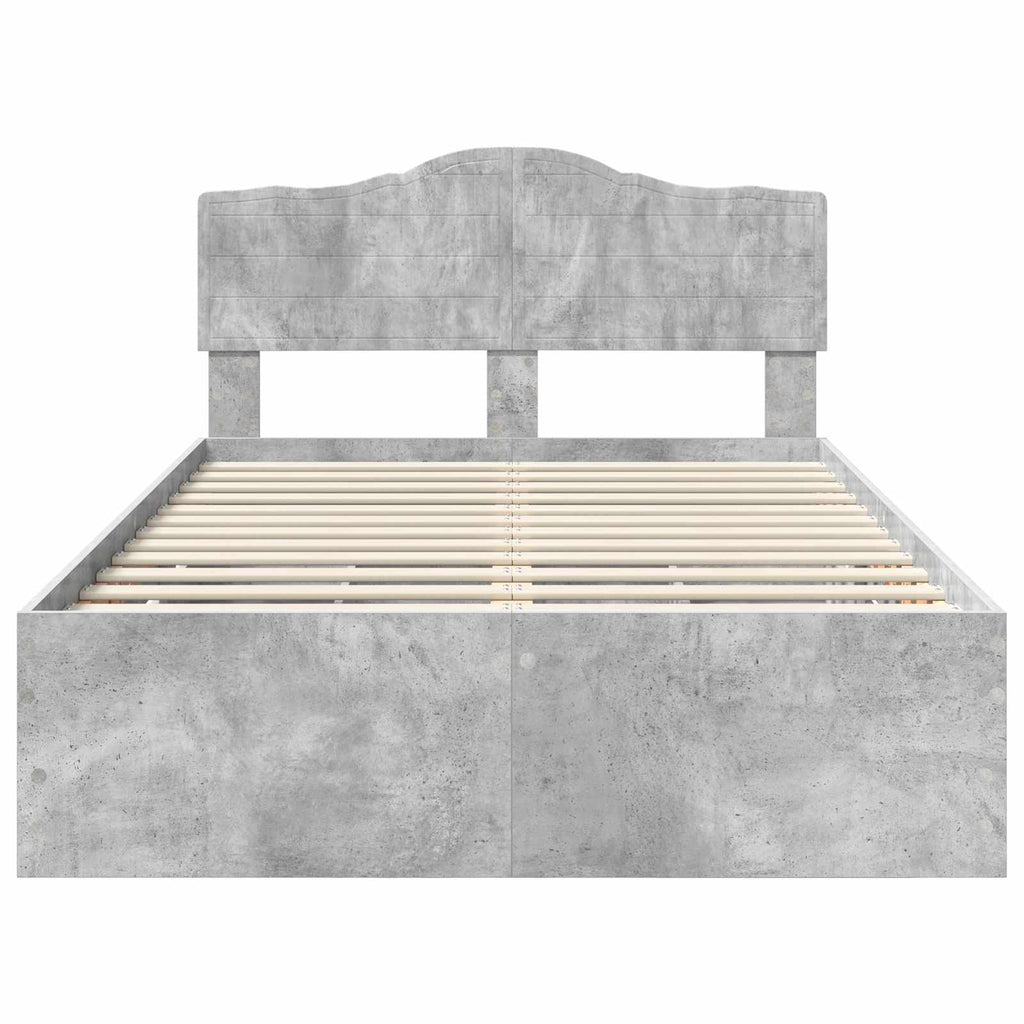 vidaXL Ramka łóżka Betonowy szary 135 x 190 cm Drewno inżynieryjne