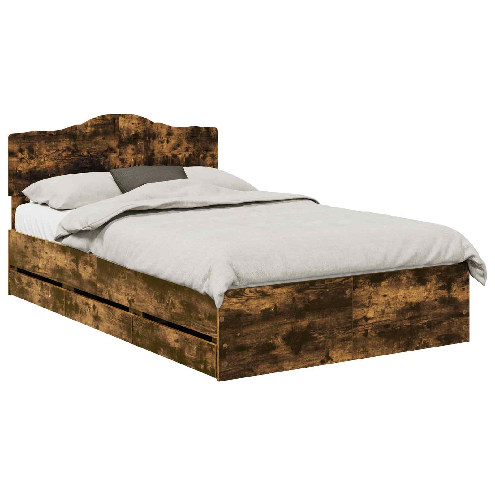 vidaXL Ramka łóżka Dąb wędzony 135 x 190 cm Drewno inżynieryjne