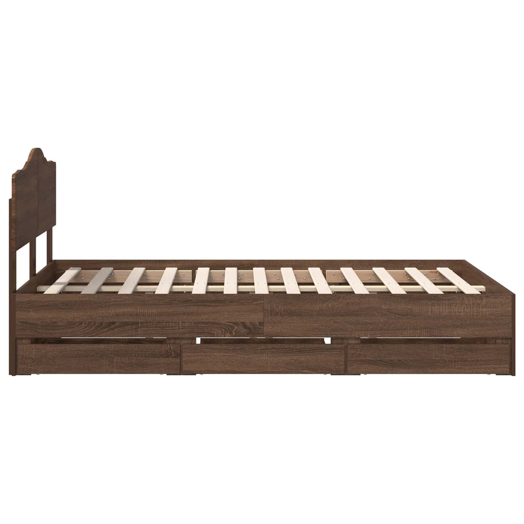 vidaXL Ramka łóżka Brązowy dąb 135 x 190 cm Drewno inżynieryjne