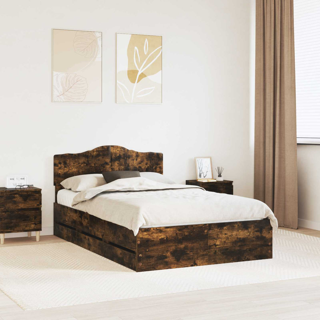 vidaXL Ramka łóżka Dąb wędzony 120 x 200 cm Drewno inżynieryjne