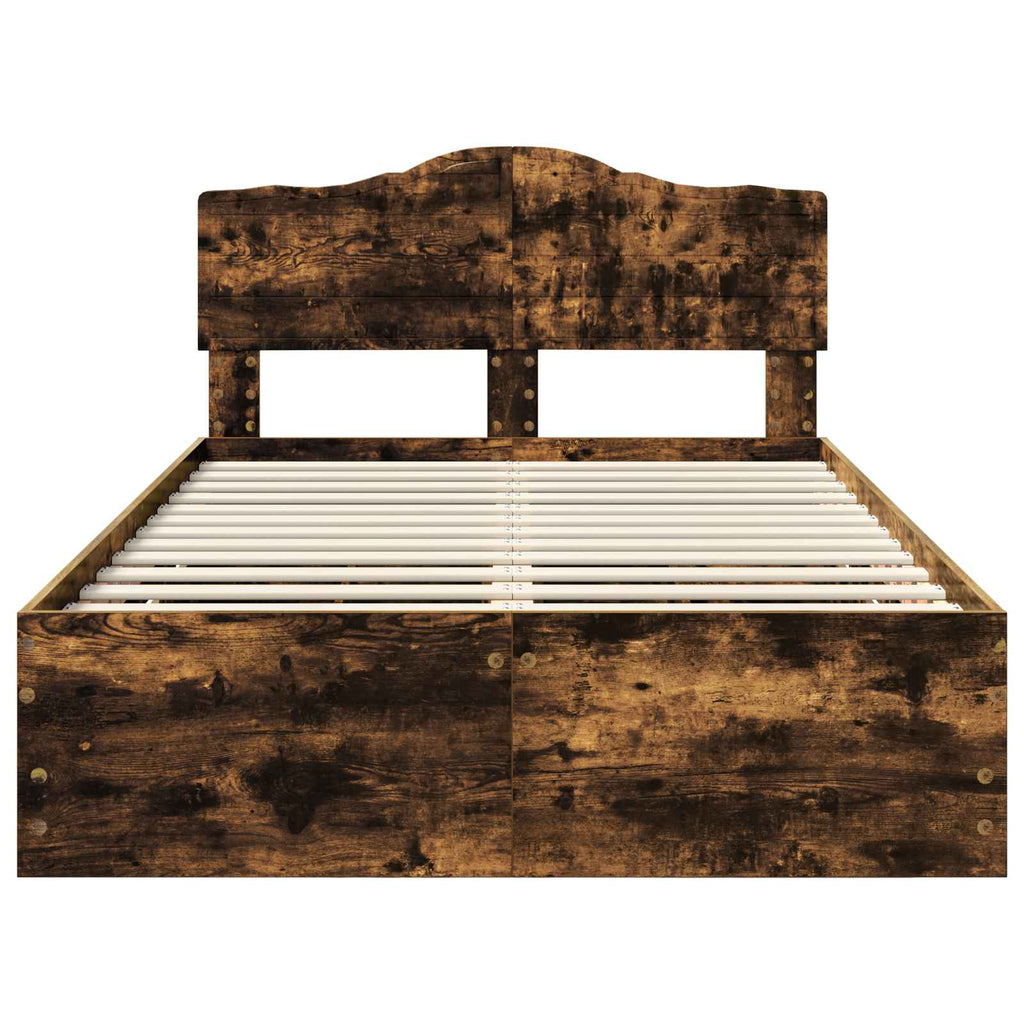 vidaXL Ramka łóżka Dąb wędzony 120 x 200 cm Drewno inżynieryjne