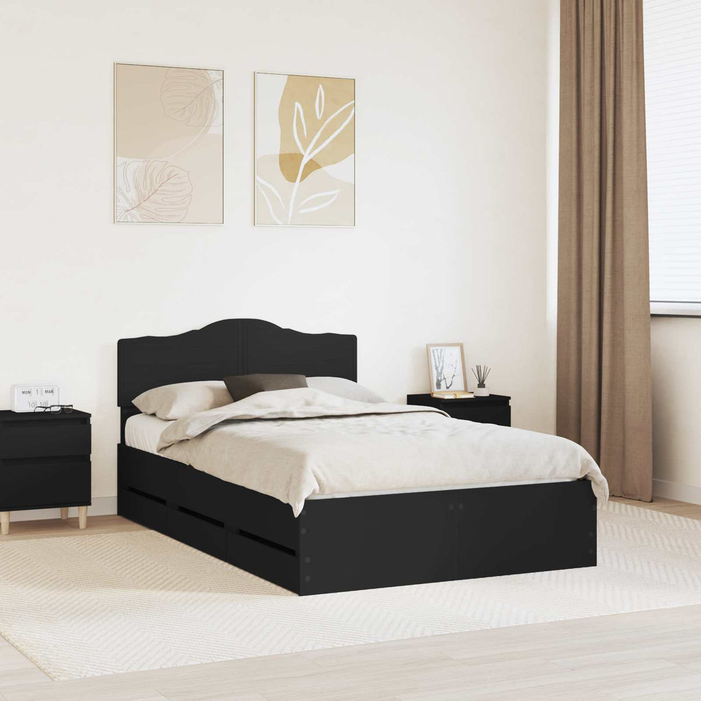 vidaXL Ramka łóżka z szufladą Czarny 120 x 190 cm Drewno inżynieryjne