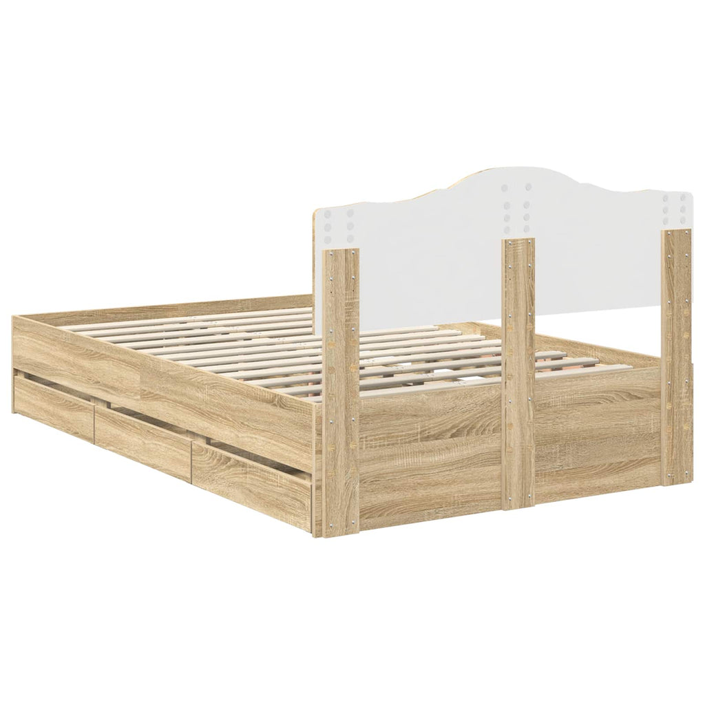vidaXL Ramka łóżka Dąb Sonoma 120 x 190 cm Drewno inżynieryjne