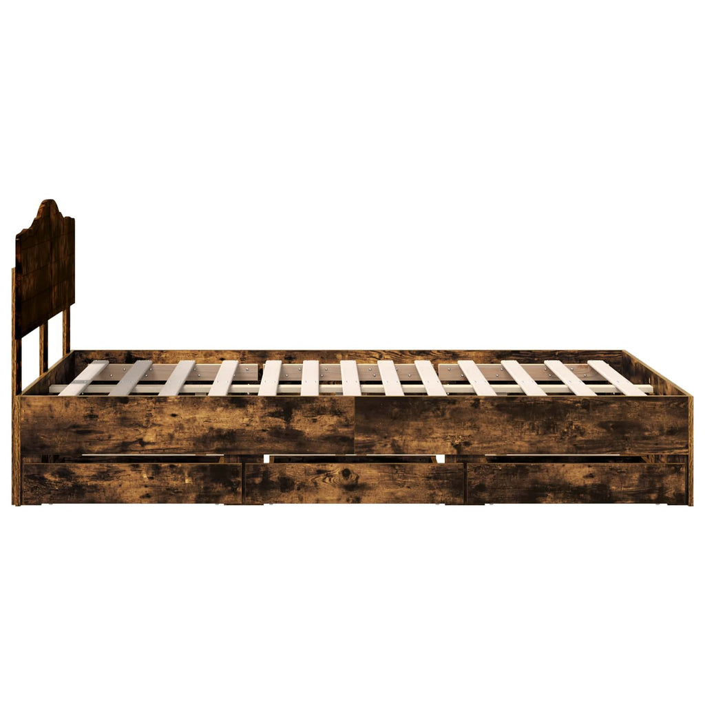 vidaXL Ramka łóżka Dąb wędzony 120 x 190 cm Drewno inżynieryjne