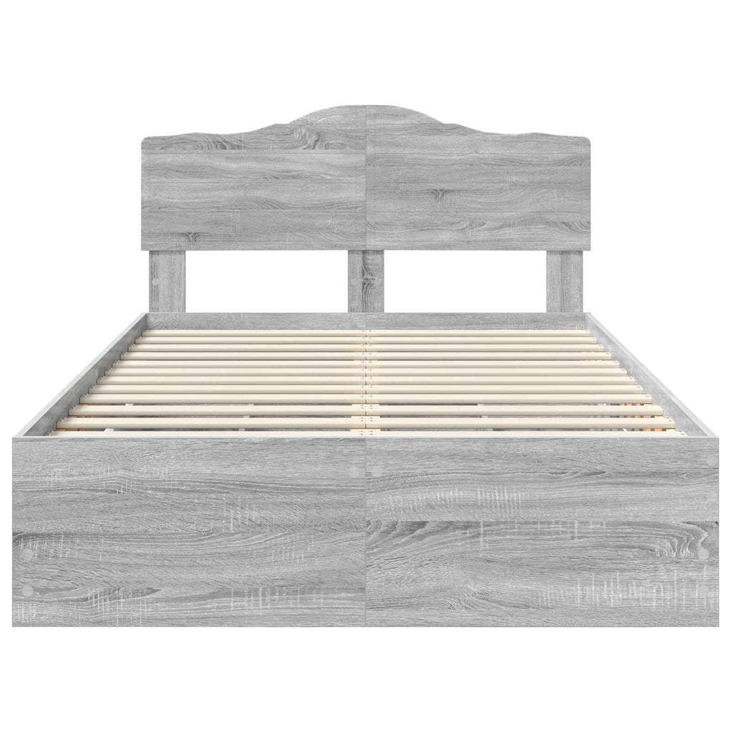 vidaXL Ramka łóżka Szary Sonoma 120 x 190 cm Drewno inżynieryjne