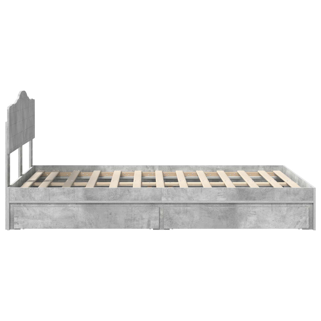 vidaXL Łóżko z miejscem do przechowywania Betonowy szary 135 x 190 cm