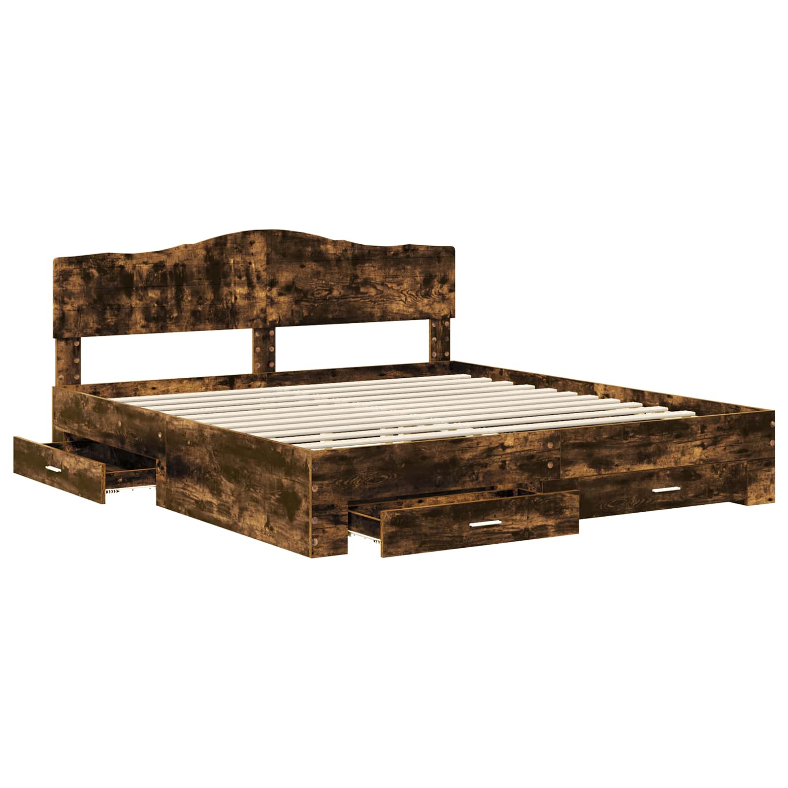 vidaXL Ramka łóżka Dąb wędzony 200 x 200 cm Materiał drewnopochodny