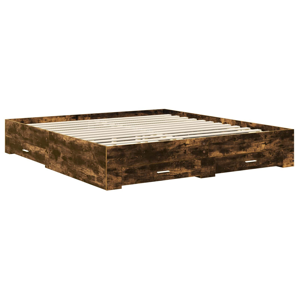 vidaXL Ramka łóżka Dąb wędzony 200 x 200 cm Materiał drewnopochodny