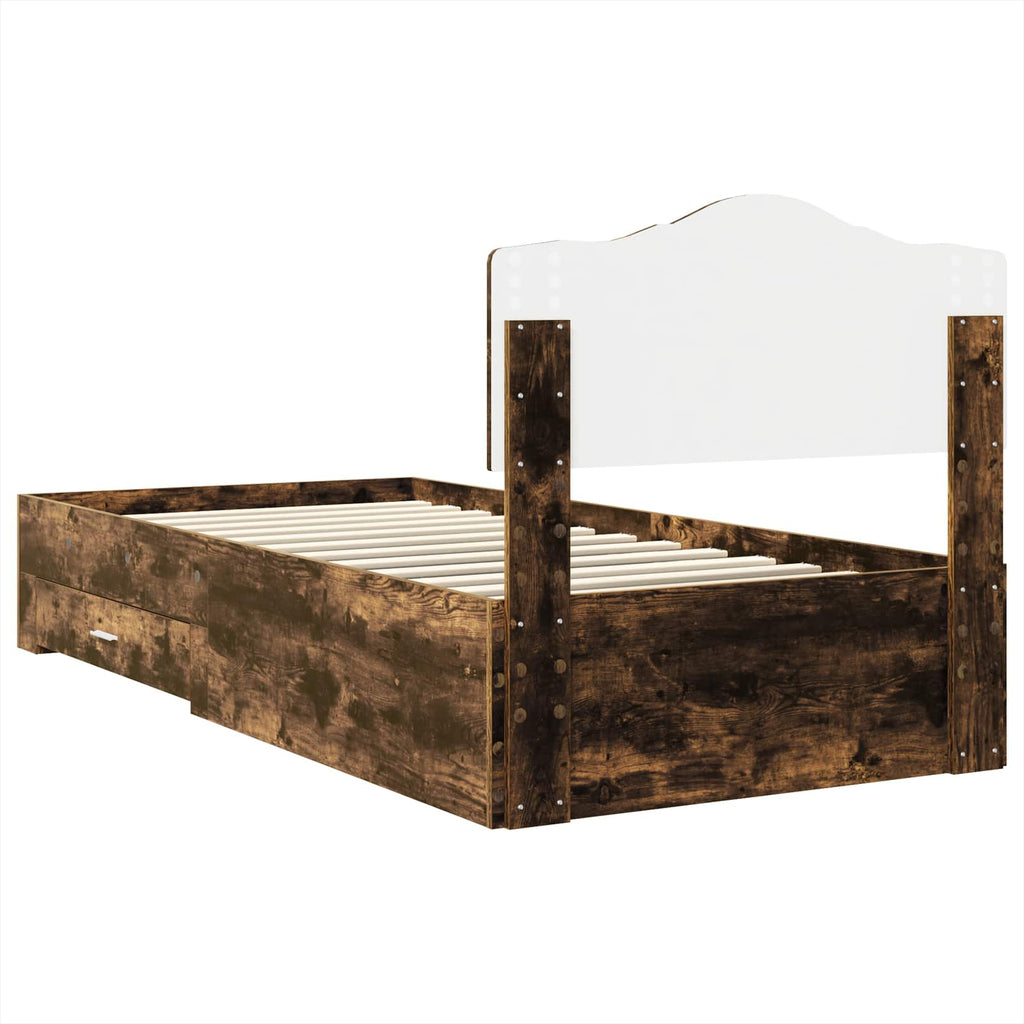 vidaXL Ramka łóżka Dąb wędzony 90 x 200 cm Drewno inżynieryjne