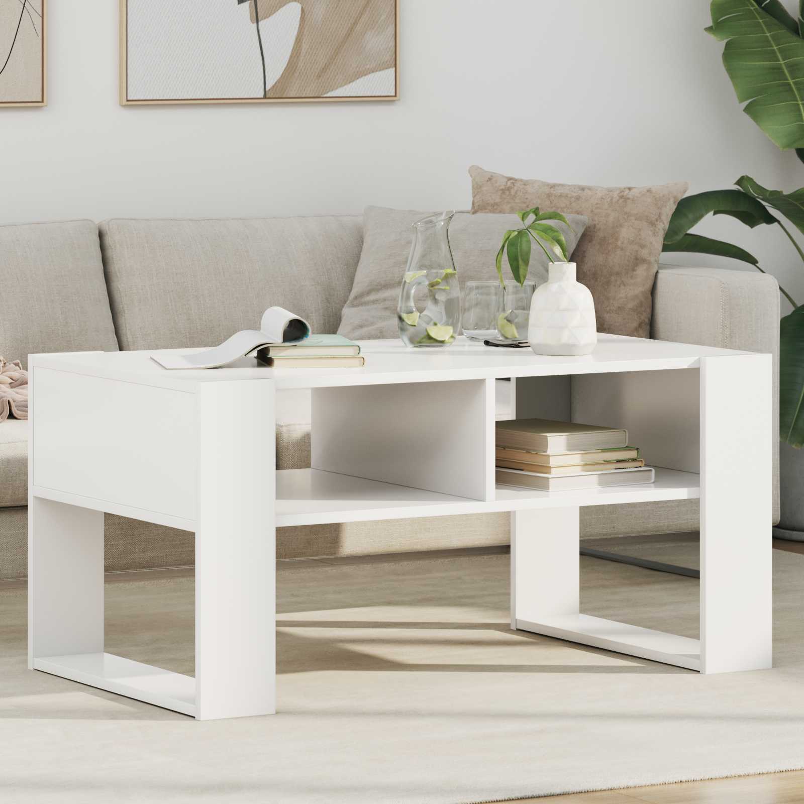 vidaXL Stolik kawowy Biały 92 x 53 x 45 cm Materiał drewnopochodny